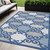 5' X 8' Navy Blue Gray And Ivory Trellis Washable Indoor Outdoor Area Rug