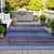 5' X 8' Blue Purple And Taupe Striped Washable Indoor Outdoor Area Rug