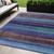 5' X 8' Blue Purple And Taupe Striped Washable Indoor Outdoor Area Rug