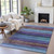 5' X 8' Blue Purple And Taupe Striped Washable Indoor Outdoor Area Rug