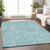 5' X 8' Teal Blue And Ivory Abstract Washable Indoor Outdoor Area Rug - 608219153588