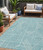 5' X 8' Teal Blue And Ivory Abstract Washable Indoor Outdoor Area Rug - 608219153588