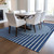 5' X 8' Navy Blue And Gray Striped Washable Indoor Outdoor Area Rug - 608219255602