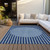 5' X 8' Navy Blue And Gray Striped Washable Indoor Outdoor Area Rug - 608219255602