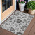 3' X 5' Gray Charcoal And Silver Floral Washable Indoor Outdoor Area Rug Transitional Style - Gray, Charcoal, Silver Color