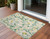 2' X 3' Green Floral Washable Non Skid Indoor Outdoor Area Rug