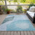 3' X 5' Teal Blue Artichoke Green And Blue Abstract Washable Indoor Outdoor Area Rug