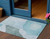 3' X 5' Teal Blue Artichoke Green And Blue Abstract Washable Indoor Outdoor Area Rug