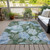 5' X 8' Sky Blue And Taupe Floral Washable Indoor Outdoor Area Rug