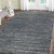 8' X 10' Gray and Blue Striped Stain Resistant Indoor Outdoor Area Rug
