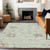 5' X 8' Artichoke Green Ivory And Brown Floral Washable Indoor Outdoor Area Rug