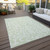 3' X 5' Artichoke Green And Ivory Floral Washable Indoor Outdoor Area Rug