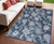 4' X 6' Navy Blue Sky Blue And Ivory Floral Indoor Outdoor Area Rug
