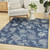 4' X 6' Navy Blue Sky Blue And Ivory Floral Indoor Outdoor Area Rug