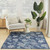 4' X 6' Navy Blue Sky Blue And Ivory Floral Indoor Outdoor Area Rug