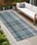 8' Runner Teal Plaid Washable Non Skid Indoor Outdoor Runner Rug