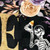 36" Black Gold And Purple Solid Wood Eek Halloween Skeleton Porch Sign