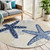5' Navy Blue And Gray Round Starfish Indoor Outdoor Area Rug