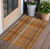 2' X 3' Orange Brown and Gray Plaid Washable Non Skid Indoor Outdoor Area Rug