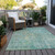3' X 5' Teal Blue Abstract Washable Indoor Outdoor Area Rug Transitional Style - Teal Blue Color
