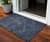 3' X 5' Navy Blue And Charcoal Damask Washable Indoor Outdoor Area Rug