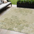 5' X 8' Khaki Ivory And Green Floral Washable Indoor Outdoor Area Rug