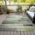 3' X 5' Green And Ivory Striped Washable Indoor Outdoor Area Rug