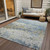3' X 5' Blue Green And Ivory Abstract Washable Indoor Outdoor Area Rug