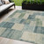 5' X 8' Blue Geometric Washable Indoor Outdoor Area Rug