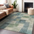 5' X 8' Blue Geometric Washable Indoor Outdoor Area Rug