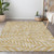 3' X 5' Gold And Gray Floral Washable Indoor Outdoor Area Rug