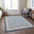 5' X 8' Navy Blue And Denim Blue Striped Washable Indoor Outdoor Area Rug Transitional Style - Navy Blue, Denim Blue Color