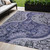 5' X 8' Navy Blue Gray And Green Floral Medallion Washable Indoor Outdoor Area Rug