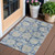 3' X 5' Navy Blue And Beige Floral Washable Indoor Outdoor Area Rug