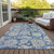 3' X 5' Navy Blue And Beige Floral Washable Indoor Outdoor Area Rug