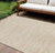 7' X 10' Ivory And Gold Abstract Indoor Outdoor Area Rug