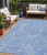 5' X 8' Blue And Ivory Abstract Washable Indoor Outdoor Area Rug Transitional Style - Blue, Ivory Color