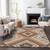 3' X 5' Copper Brown And Beige Tribal Washable Indoor Outdoor Area Rug