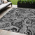 5' X 8' Black Gray And White Paisley Washable Indoor Outdoor Area Rug