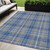 5' X 8' Gray Blue And Ivory Plaid Washable Indoor Outdoor Area Rug