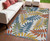 4' X 6' Ivory Yellow Orange Green And Blue Botanical Leaves Indoor Outdoor Area Rug