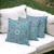 Set of Three 16" X 16" Blue and Green Botanical Indoor Outdoor Throw Pillow - 606114873471