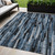 5' X 8' Blue Black And Gray Striped Washable Indoor Outdoor Area Rug - Blue, Black, Gray
