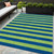 5' X 8' Navy Blue Striped Washable Non Skid Indoor Outdoor Area Rug - 608219309534