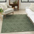 5' X 7' Dark Green And Light Green Geometric Indoor Outdoor Area Rug