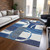 3' X 5' Blue And Ivory Geometric Washable Indoor Outdoor Area Rug Modern Style - Blue, Ivory Color