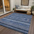 5' X 8' Navy Blue And Denim Blue Southwestern Washable Indoor Outdoor Area Rug