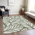 5' X 8' Olive Green And Beige Floral Washable Indoor Outdoor Area Rug