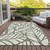 5' X 8' Olive Green And Beige Floral Washable Indoor Outdoor Area Rug