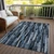 3' X 5' Blue Black And Gray Striped Washable Indoor Outdoor Area Rug - Blue, Black, Gray